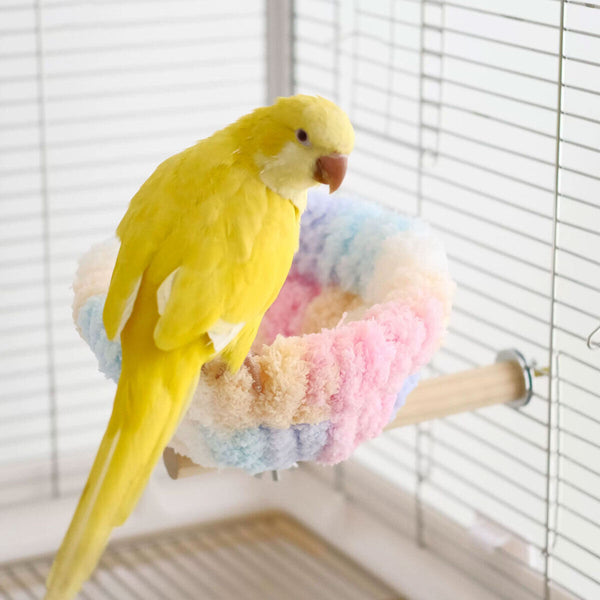 Warm Plush Bird Nest Hanging Cage Bed Parrot Bird House with Perch