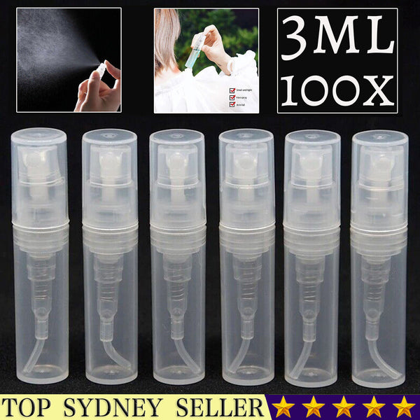 100PCS 3ml Plastic Perfume Bottle Atomizer Pump Spray Comestic Container Clear