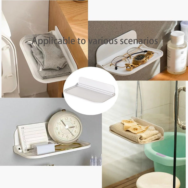 2pcs Collapsible Wall Shelf Folding Storage Rack Space Saving Organizer Holder