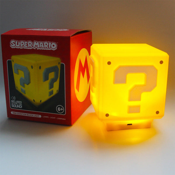 Super Mario Question Block LED Night Light with Sound USB Rechargeable Lamp