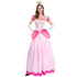 Princess costume women pink satin ball gown with gold crown and long white gloves