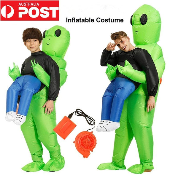 Halloween Inflatable Funny Green ET Carry Human Adult Kids Costume Cosplay Party