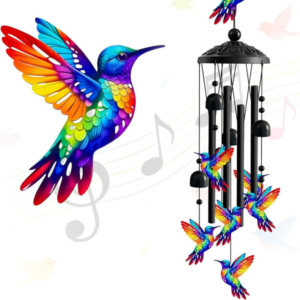 Hummingbird Wind Chimes Metal Outdoor Garden Hanging Wind Chime Yard Decor