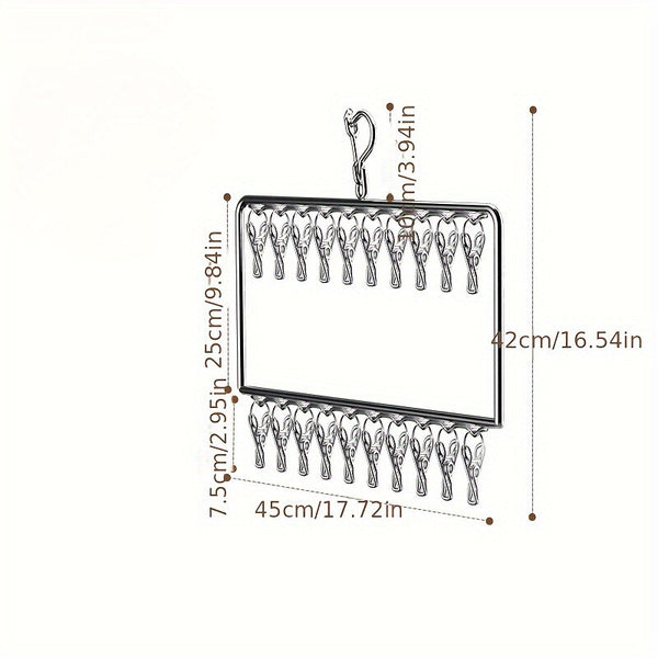 2PCS Stainless Steel Clothes Hanger Drying Rack with 20 Clips