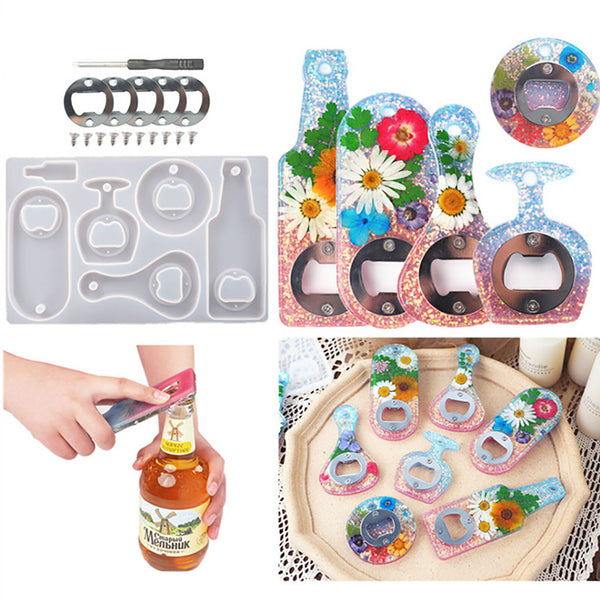Silicone Beer Bottle Opener Mould DIY Set Epoxy Resin Casting Craft Making Mold