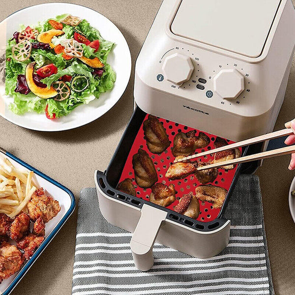 4pcs Reusable Air Fryer Liner Non-Stick Food-Grade Silicone Air Fryer Basket Mat