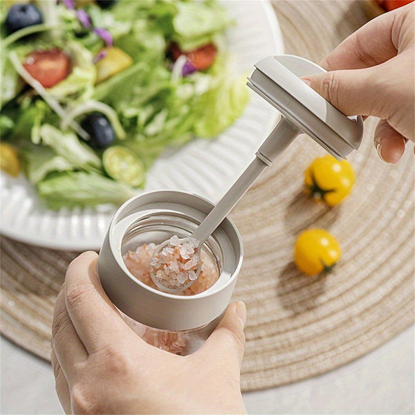 Retractable Spoon Seasoning Bottle, Spoon Lid Integrated Seasoning Jar