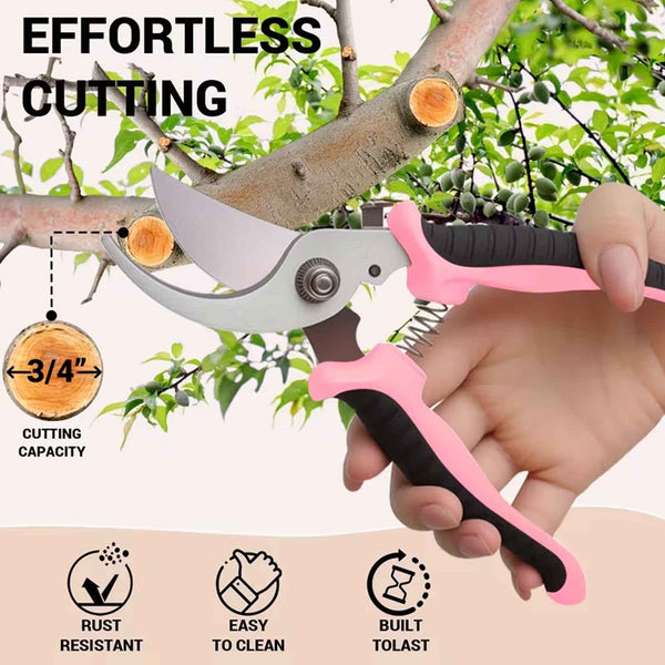 3pcs Stainless Steel Pruning Shears | Heavy-Duty Garden Scissors Set Ergonomic