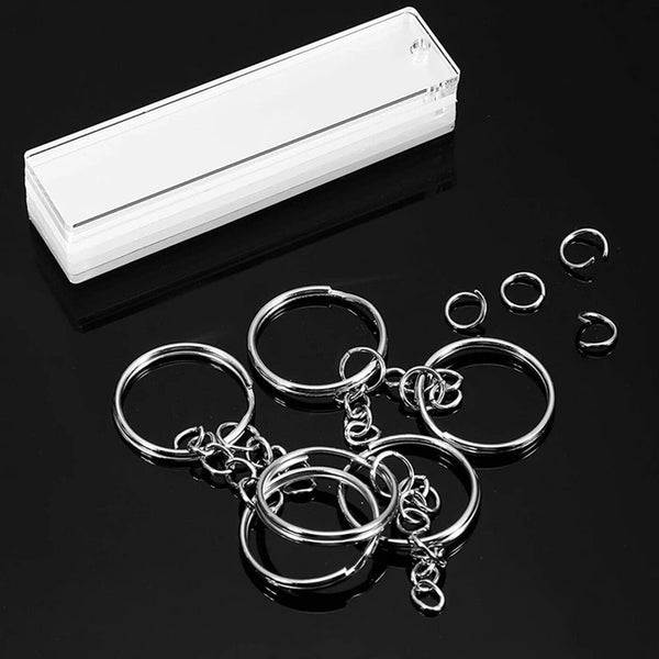 216 PCS Rectangle Acrylic Key Chain Blank Clear Keyring KeyChain Pendant DIY Kit