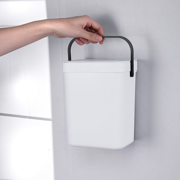 2pcs Wall Mounted Trash Can with Lid | Hanging Kitchen & Bathroom Waste Bin 3L