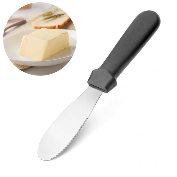 4pcs Stainless Steel Butter Knives | Black Sandwich Spreader & Cake Icing Spatula Set