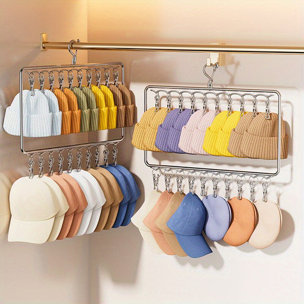 2PCS Stainless Steel Clothes Hanger Drying Rack with 20 Clips
