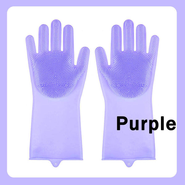 Magic Silicone Rubber Dish Washing Gloves Kitchen Scrubber Cleaning Sponge Tool