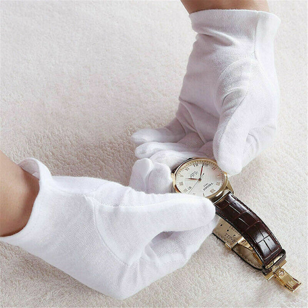 UPTO 12Pairs White Cotton Gloves Costume Jewellery Hands Protector Handling Work