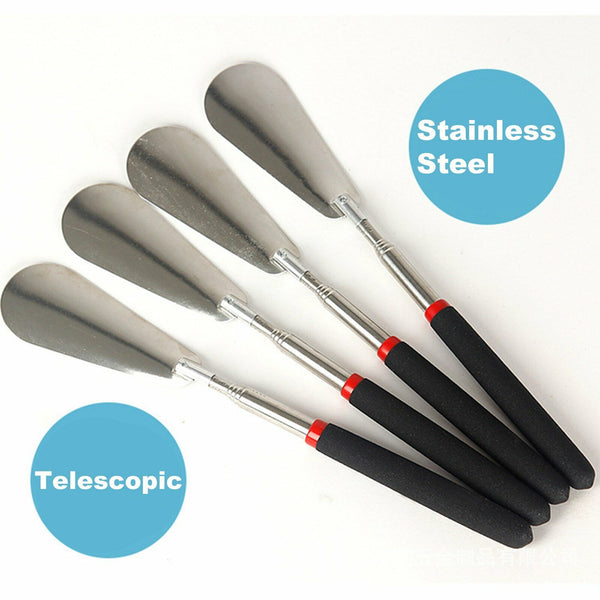 3PCS 75cm Telescopic Long Handle Shoehorn Stainless Steel Shoe Horn Lifter Tool
