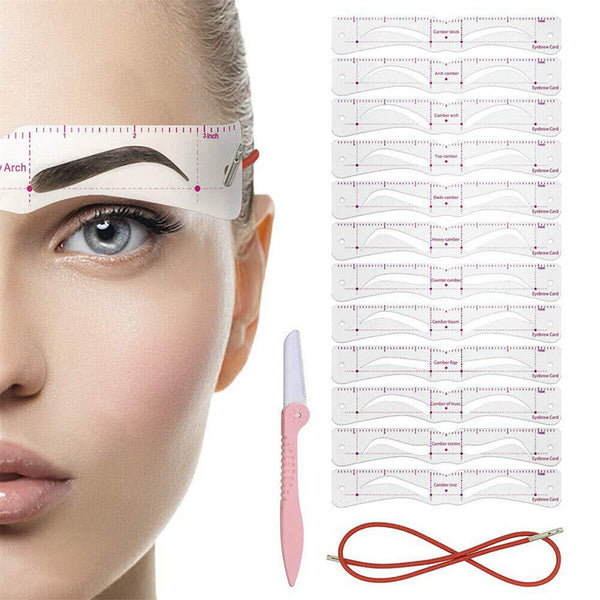 14Pcs Eyebrow Shaping Stencils Grooming Shaper Template Reusable Makeup Tool Kit