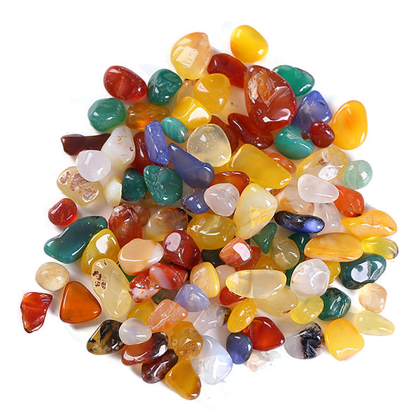 200G 7-9mm Mixed Agate Crystal Chips BULK Grade Natural Gemstone Polished Mini