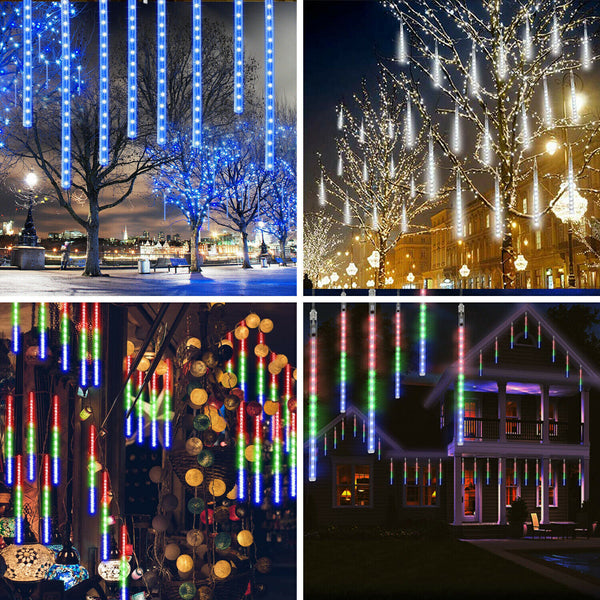 LED Solar Lights Meteor Shower Rain Christmas Tree String Lights Garden Outdoor