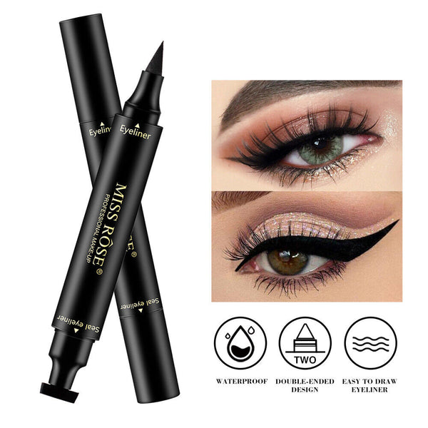 MISS ROSE -Winged Eyeliner Stamp Waterproof Makeup Eye Liner Pencil Black Liquid