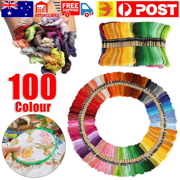 100 Colour Egyptian Cotton Embroidery Cross Stitch Set Thread Floss Hand Skeins