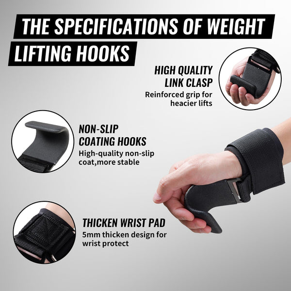 Weight Lifting Power Hooks Wrist Support Straps | Gym Grip Hooks for Deadlift