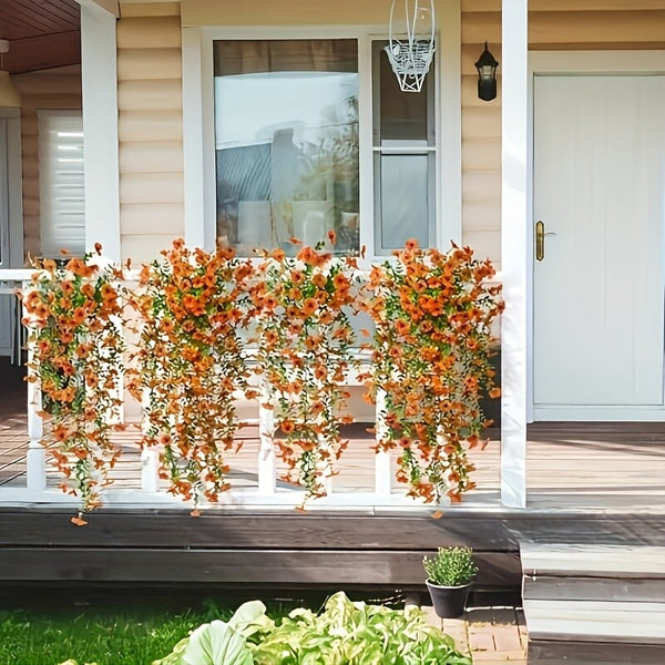 2PCS Artificial Hanging Violet Flower Vine Faux Floral Plant Garden Wedding Decor