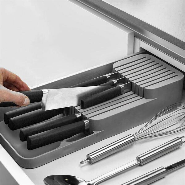 Storage Rack Knife Block Organizer Kitchen Cabinet Knives Drawer Holder Tray AU