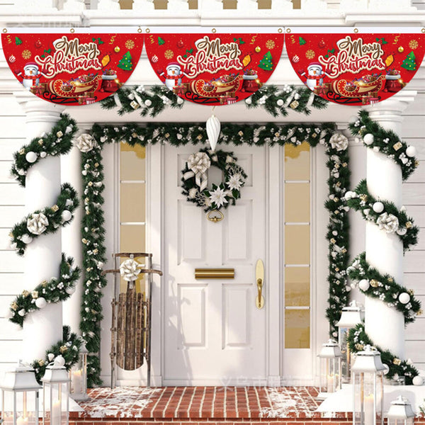 Merry Christmas Xmas Outdoor Banner Flag Pulling Santa Claus Hanging Decoration