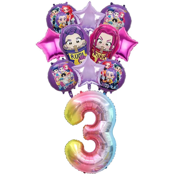 K-pop birthday balloon set with number 5 centrepiece