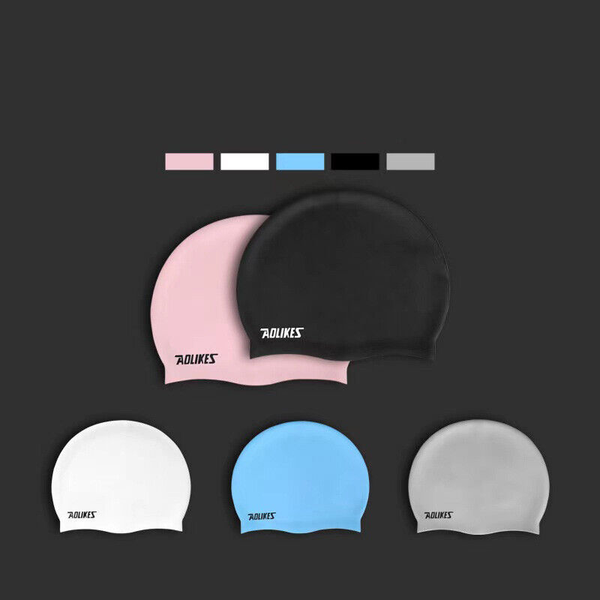 Swimming Cap Waterproof Silicone Swim Pool Hat For Adult Men Long Hair Women AU