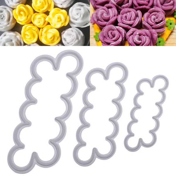 3 pcs Rose Decorating Cutter Mould Mold Tool Flower Baking Fondant Cake Sugar