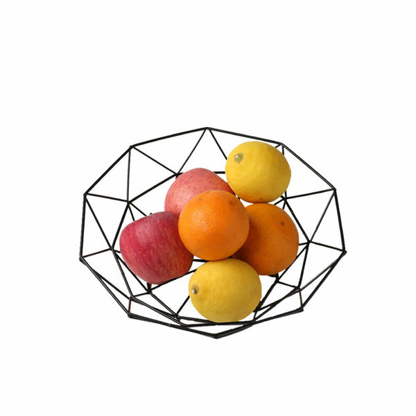 Wire Basket Kitchen Storage Geometric Fruit Vegetable Metal Desktop Bowl