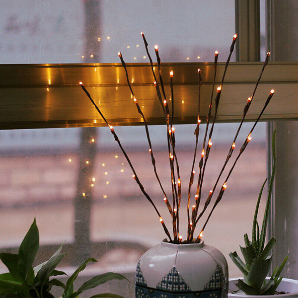 20 LED Twig Branch Fairy Light Flowers Tree Willow Night Lamp Home Xmas Decor AU