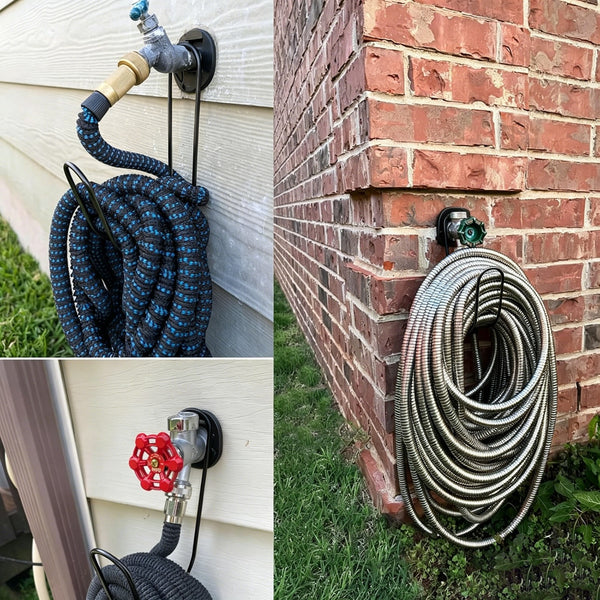 2PCS Metal Garden Hose Hangers Wall Mount Water Hose Storage Hooks Yard Organiser