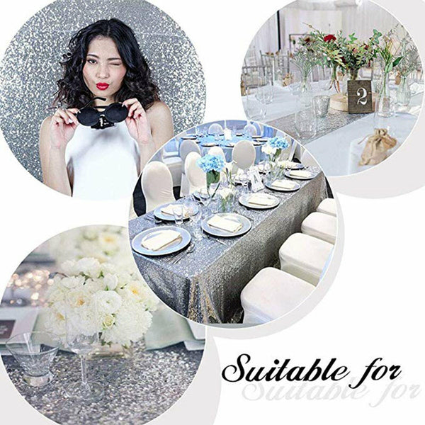 30x180cm Silver Sequin Table Runner Tablecloths Wedding Party Events Home Decora