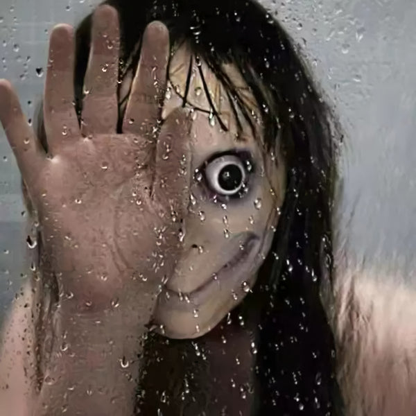 MOMO-Scary Face Mask Halloween Cosplay Long Hair Full Face Cover Mask