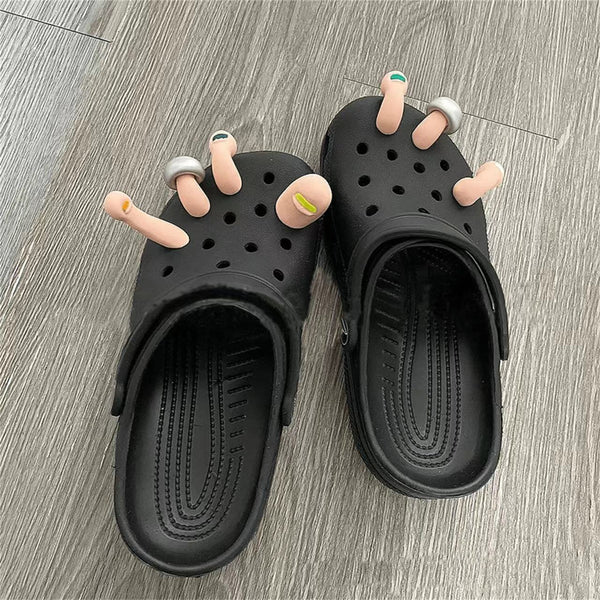 9x Funny Toe Shoe Charms Decors Silica Gel Croc Toes Clog Decoration Sandals New