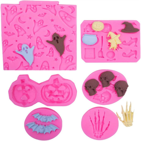 6PCS Halloween Ghost Bat Silicone Mould DIY Bat Pumpkin Craft Epoxy Resin Mould