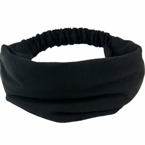 1/2PCS Yoga Hair Band Head Scarf Wrap Elastic Band Bandana Cap Black Headwrap