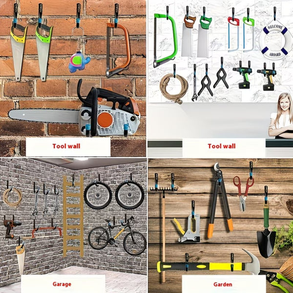 6PCS Wall Mount Storage Hooks Garage Utility Hanger Rack with Screws