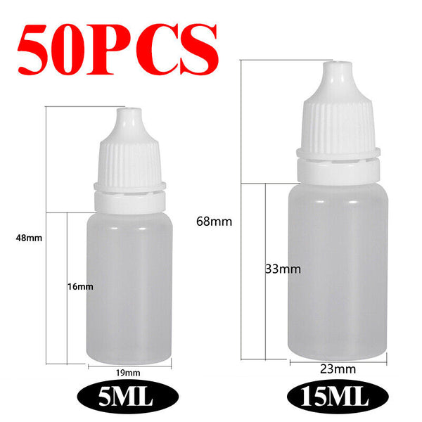 5/10/15/20/30ml Empty Plastic Dropper Bottles Squeezable Drop Liquid Container