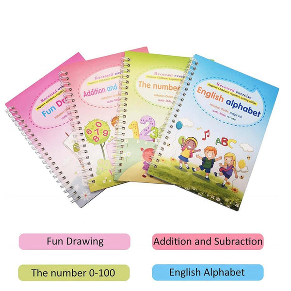 Kids Magic Handwriting Copybook Set Reusable English Calligraphy Practice Book