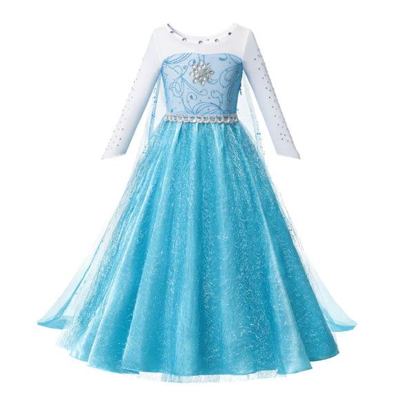 Kids Ice Princess Dress Costume Girls Fairy Tale Ball Gown Wig Book Week Party