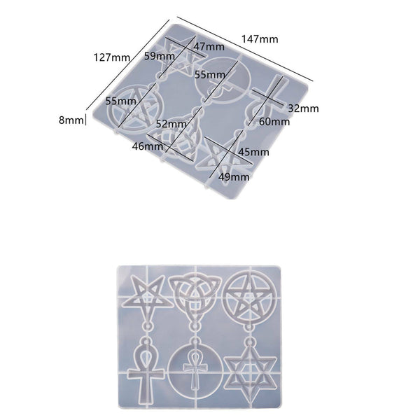 2X Silicone Pentagram Resin Casting Mould Jewelry Pendant Necklace Epoxy Mold AU