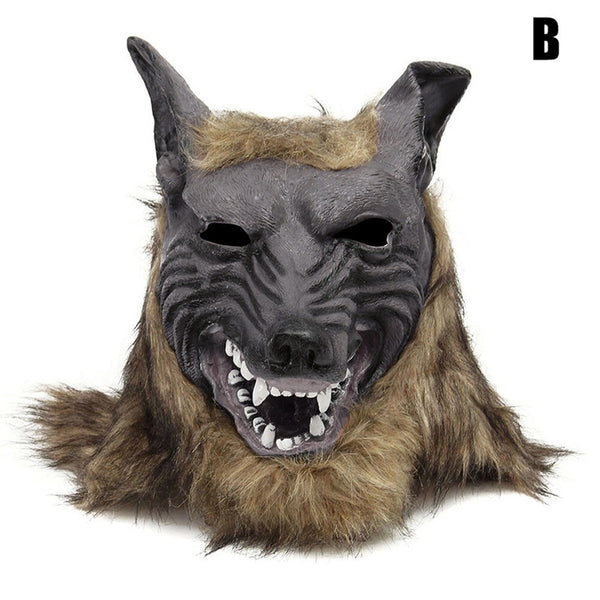 Werewolf latex mask with hairy gloves set
