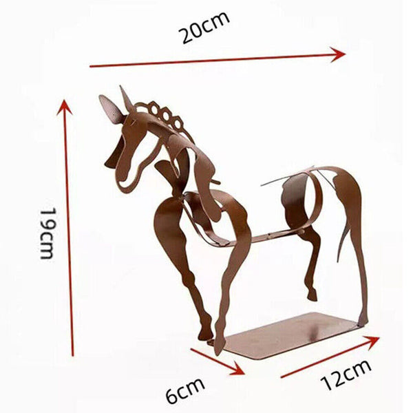 3D Metal Standing Horse Sculpture LED Lighting Statue Home Decor Ornament Gifts