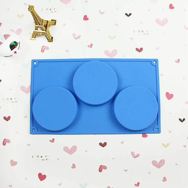 3 Holes Silicone Cake Pie Custard Tart Resin Mold Bakeware Coaster Tray Moulds