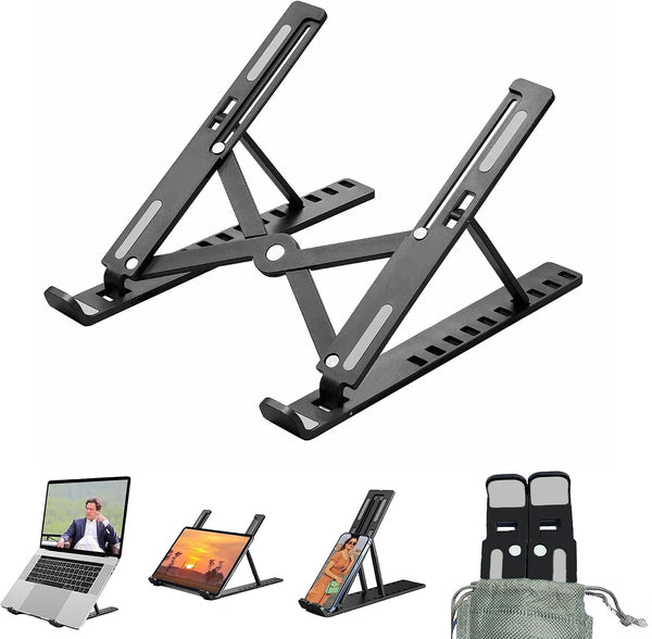 Foldable Laptop Stand and Tablet Holder – Adjustable Portable Desktop Riser for Notebook, iPad and Tablet