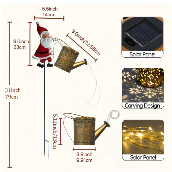 Solar Santa watering can light dimensions - approx 79cm tall overall
