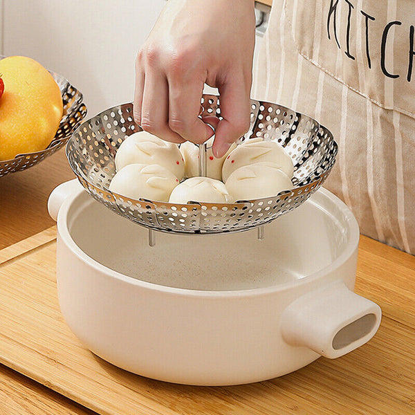 Stainless Steel Steamer Tray Kitchen Drain Basket Fruit Rack for Buns Cooking